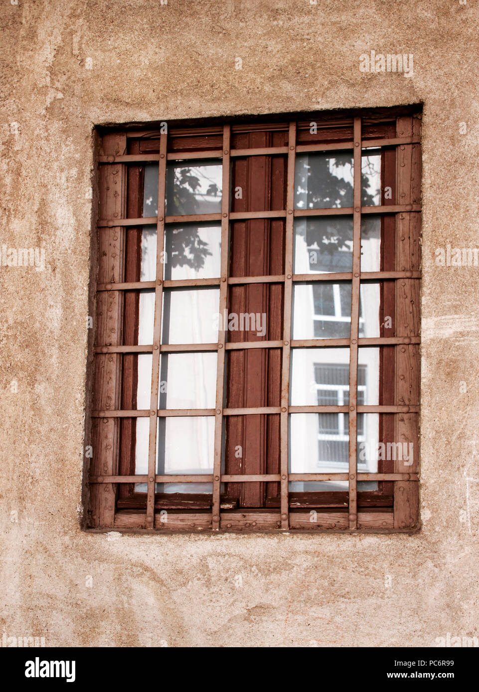 Fenêtre En Fonte Style Vintage - Couleur Rouillée - Déco Jardin - 40x60cm