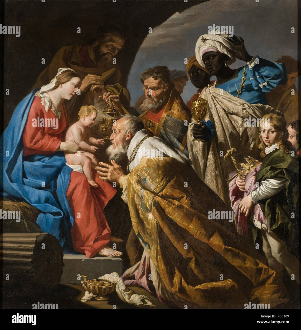 Konungarnas tillbedjan : Matthias Stom. NM 1792 54 l'Adoration des Mages (Matthias Stom) - Nationalmuseum - 18796 Banque D'Images