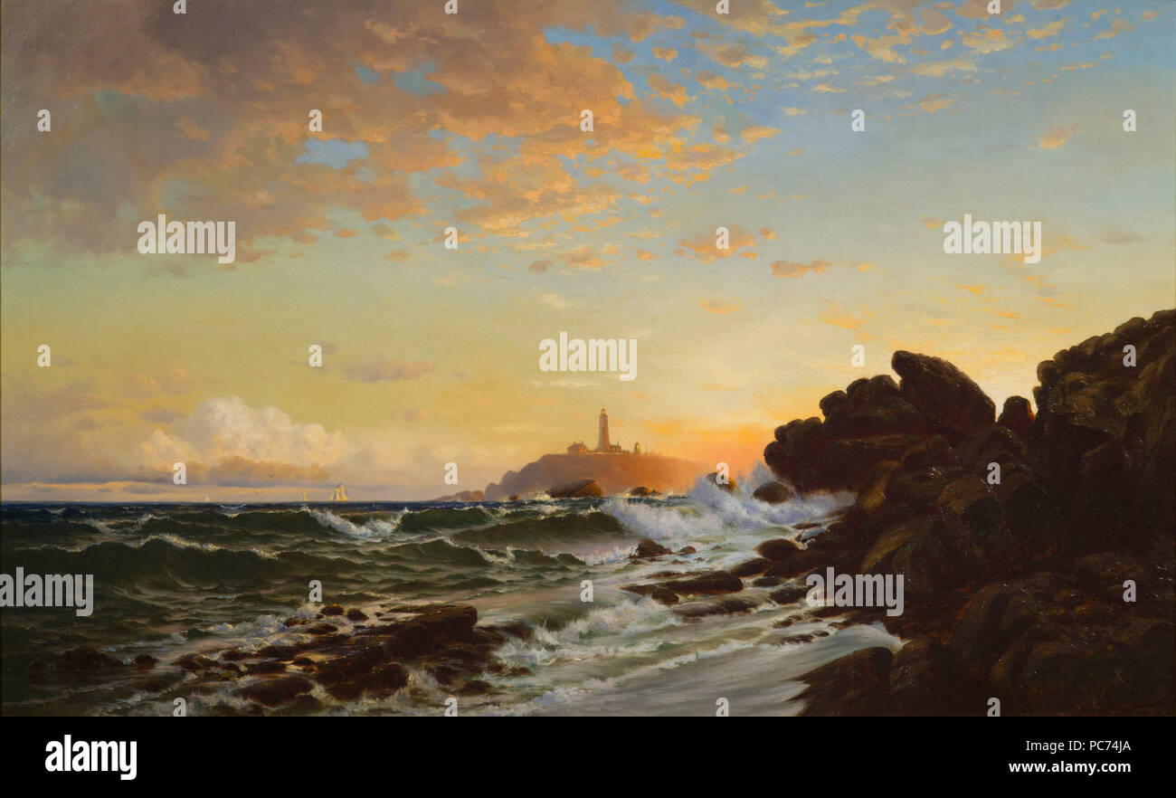 80 phare au coucher du soleil par Francis Augustus Silva Banque D'Images