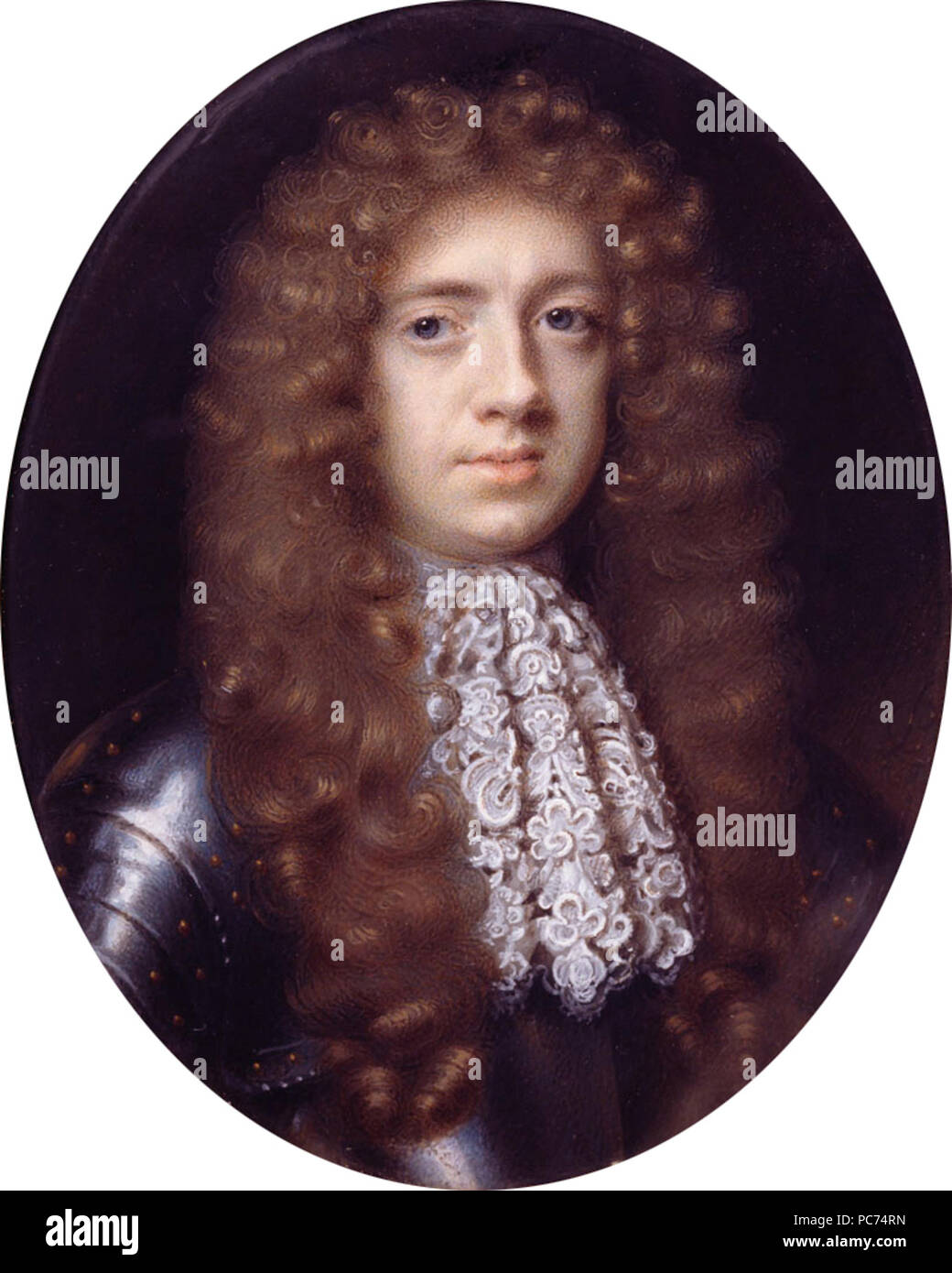 Edward Spragge (ch. 1629 - 1673), amiral de la *Bleu *aquarelle 8.3 x 6.6 cm *circa 1665 180 Edward Spragge (c 1629 - 1673), amiral de la bleue, par Peter Cross Banque D'Images