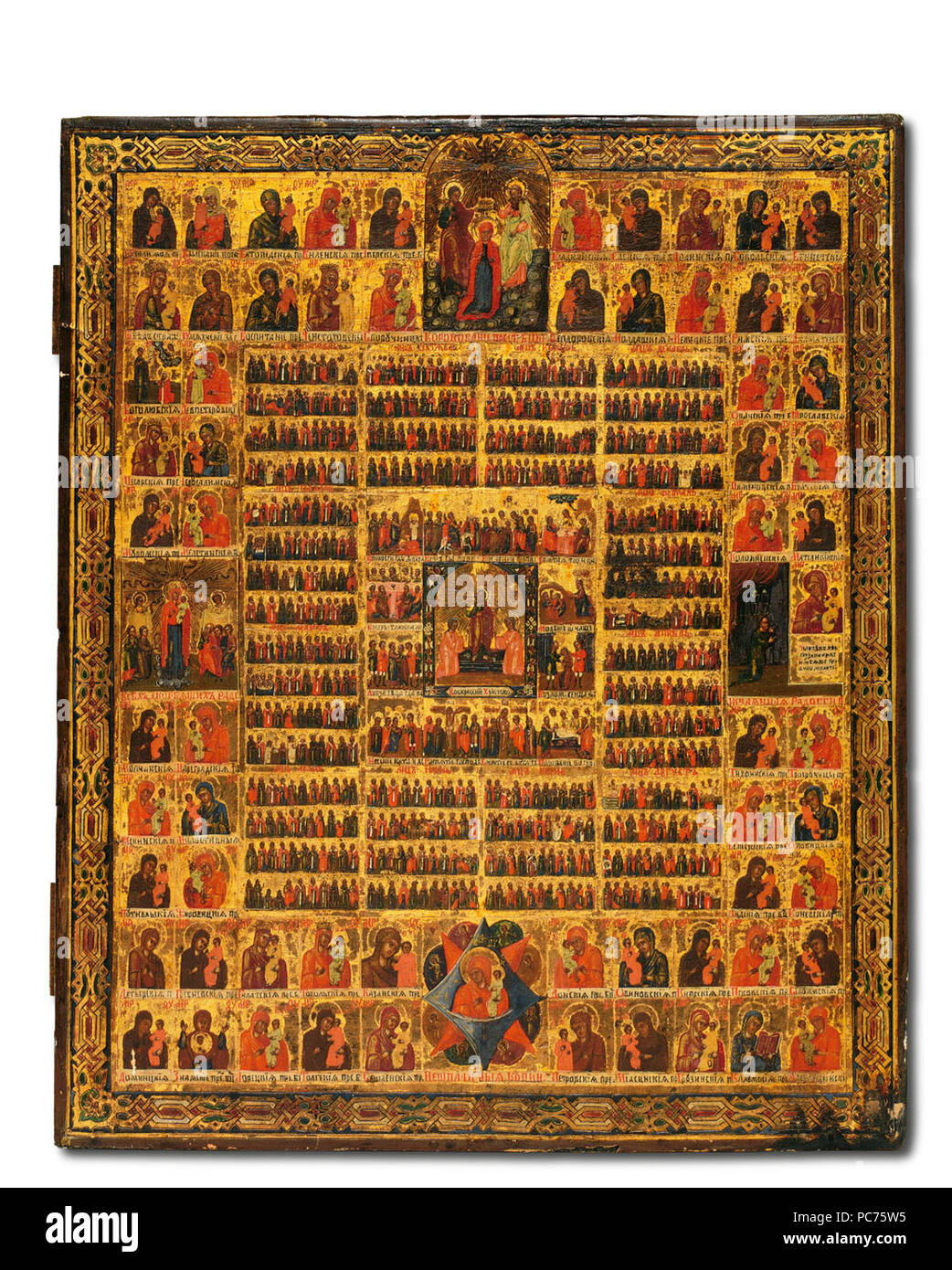 411 Menaion avec couronnement de la Vierge (Russie, 19 c.) Banque D'Images