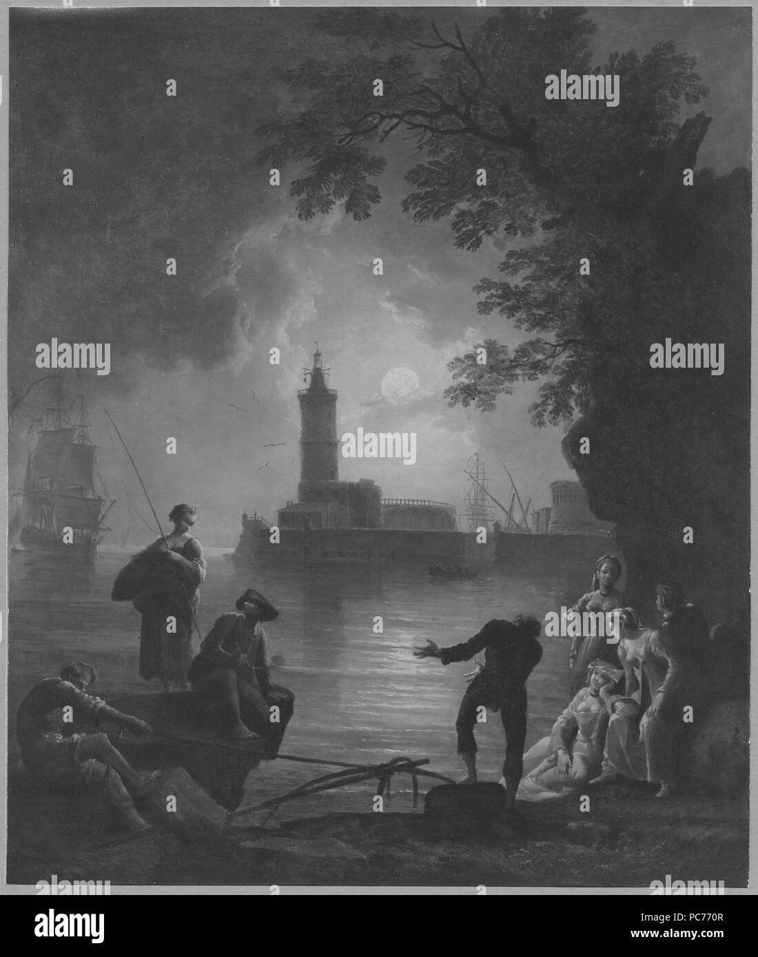 20 L'autre avec un phare dans Moonlight (Pierre Jacques Volaire) - Nationalmuseum - 17894 Banque D'Images