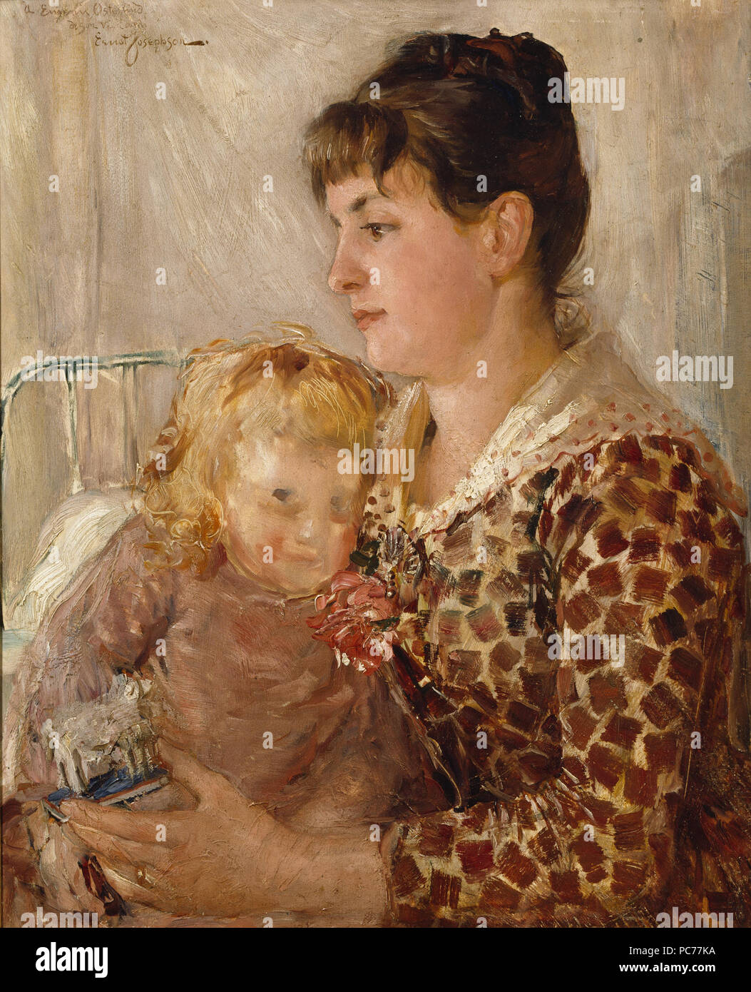 Ernst Josephson : Mor och grange. Allan Konstnären Österlinds maka och dotter. NM 1995 64 La mère et l'enfant. La femme et la fille de l'artiste Allan Österlind (Ernst Josephson) - Nationalmuseum - 18999 Banque D'Images
