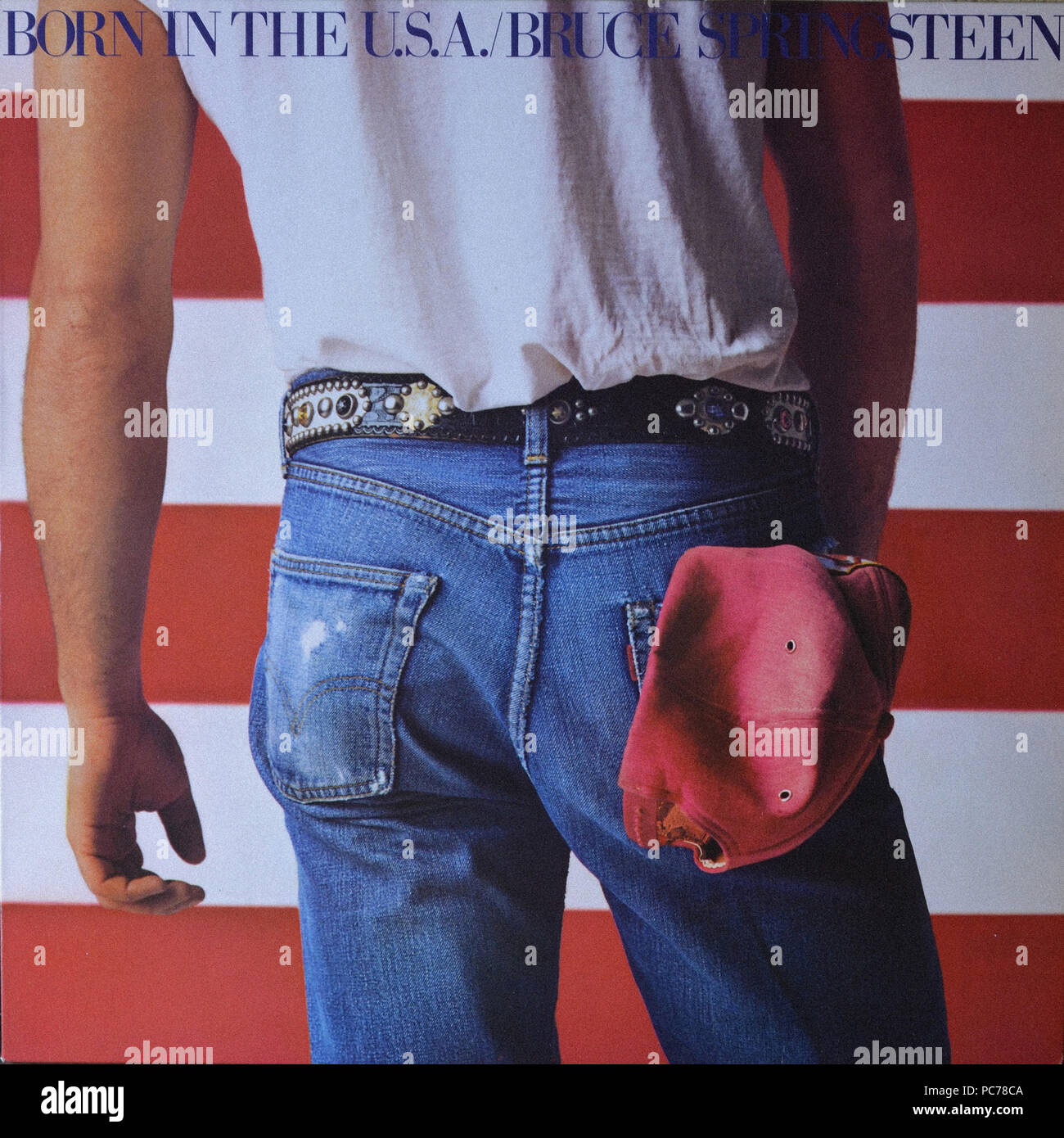 Bruce Springsteen - Né aux Etats-Unis - couverture de l'album vinyle vintage Banque D'Images