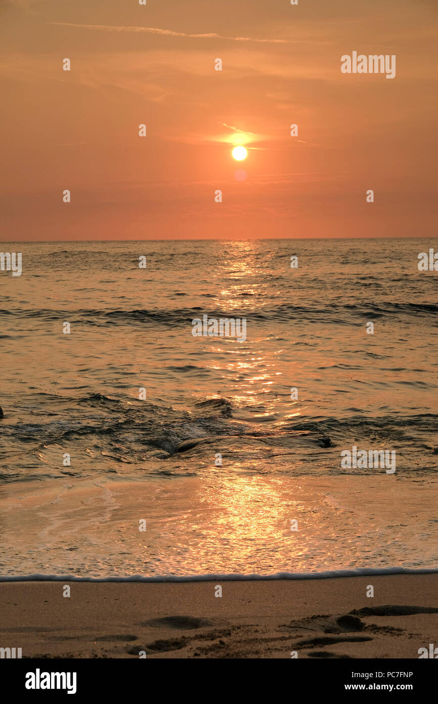 Porthmeor Beach, St Ives en Cornouailles au coucher du soleil Banque D'Images