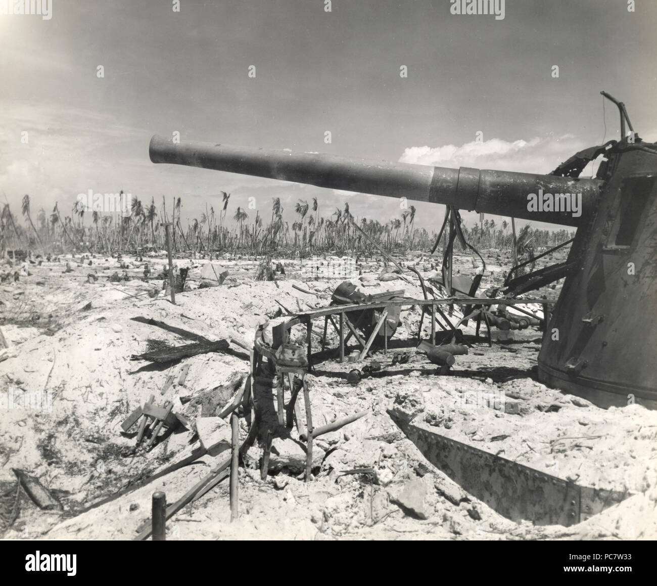 La Seconde Guerre mondiale photo - canon de fusil naval Vickers - Tarawa Banque D'Images