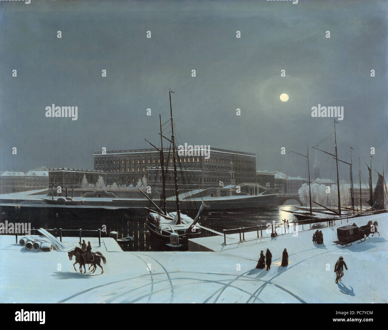91 vue sur le Palais Royal de Stockholm. L'hiver (Carl Stefan Bennett) - Nationalmuseum - 21793 Banque D'Images