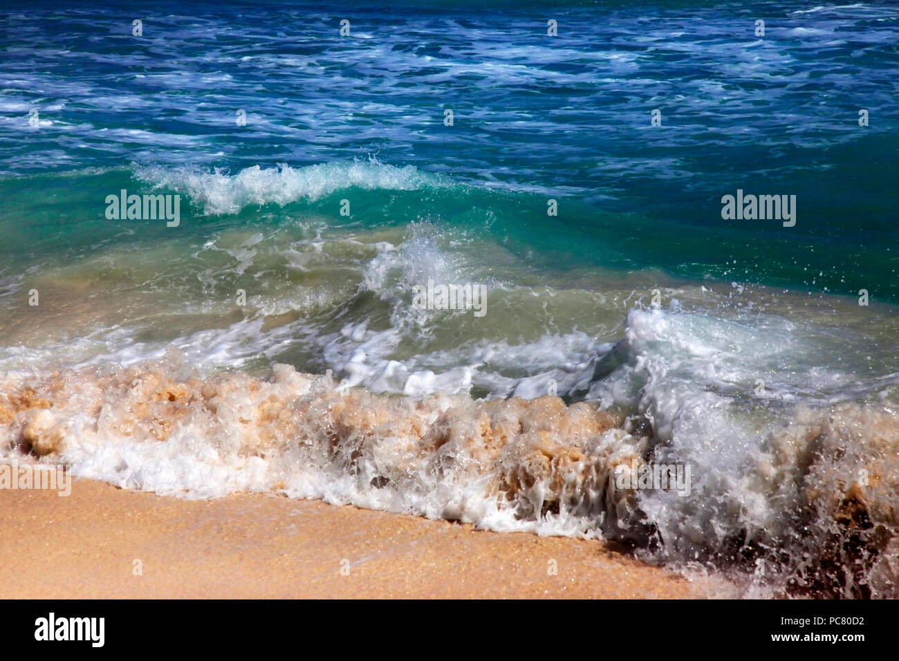 Accidents de la vague sur le rivage. Mer Caribian Banque D'Images
