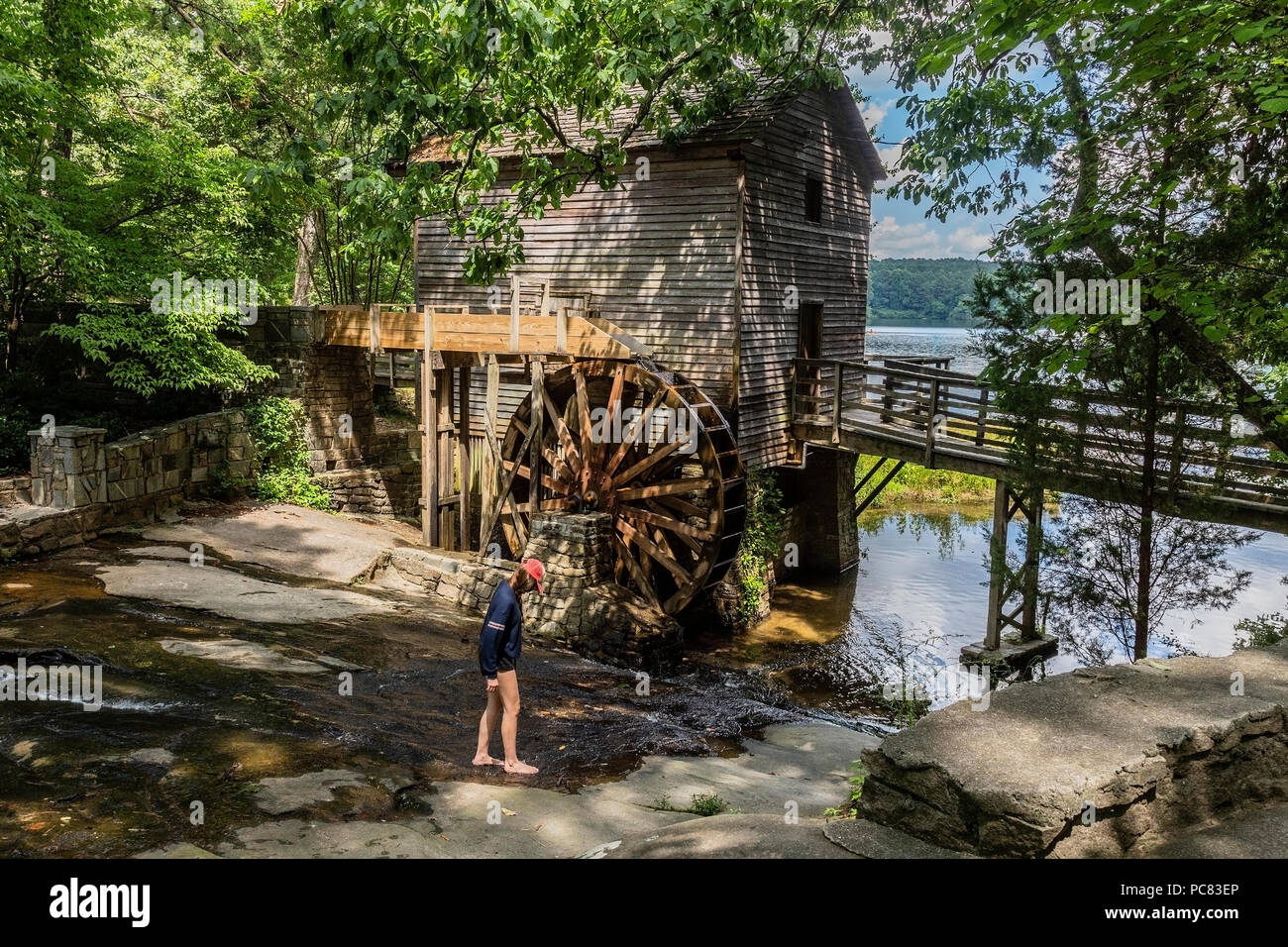 Circ 1865 moulin à griser à Stone Mountain Park, Géorgie Banque D'Images