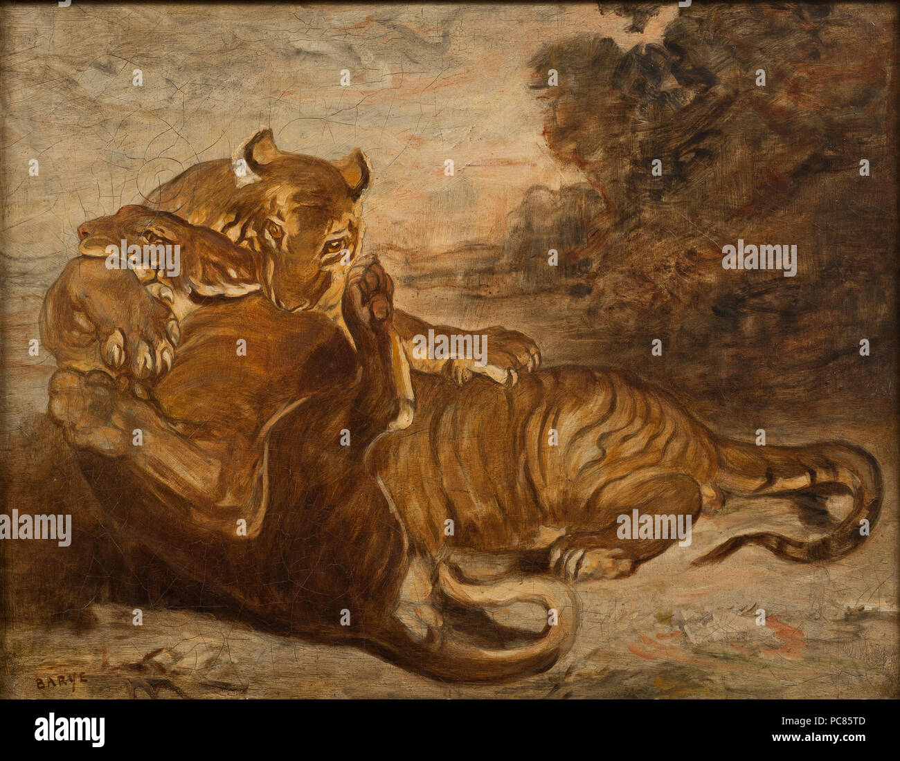 89 Deux tigres à jouer (Antoine-Louis Barye) - Nationalmuseum - 18801 Banque D'Images