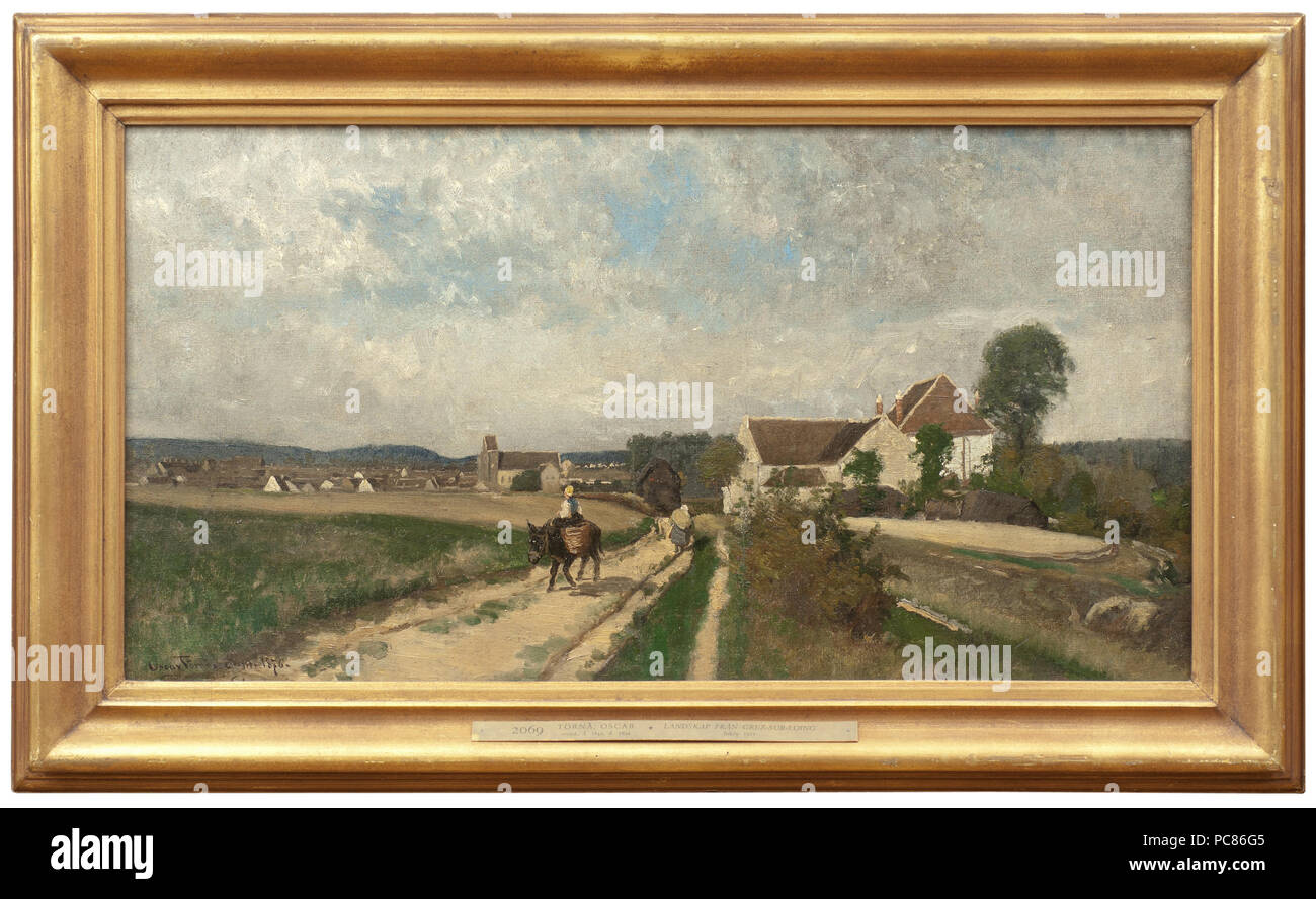 NM 2069 Törnå Oscar, recto : Libre de Grez-sur-Loing Opd, 53 x 88 x 6 cm 56 Paysage près de Grez-sur-Loing (Oscar) Törnå - Nationalmuseum - 19129 Banque D'Images