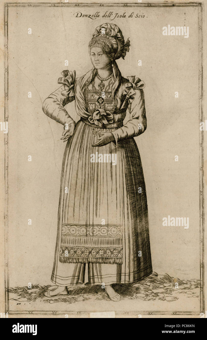 Donzella 168 dell'Isola di Scio - Nicolas De Nicolay - 1580 Banque D'Images