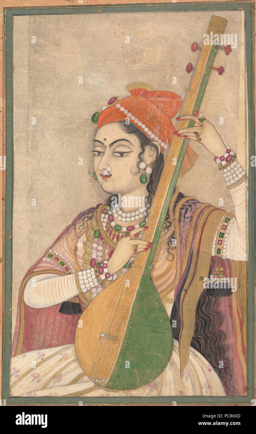 20 Une dame jouant la Tanpura, ca. 1735 Banque D'Images