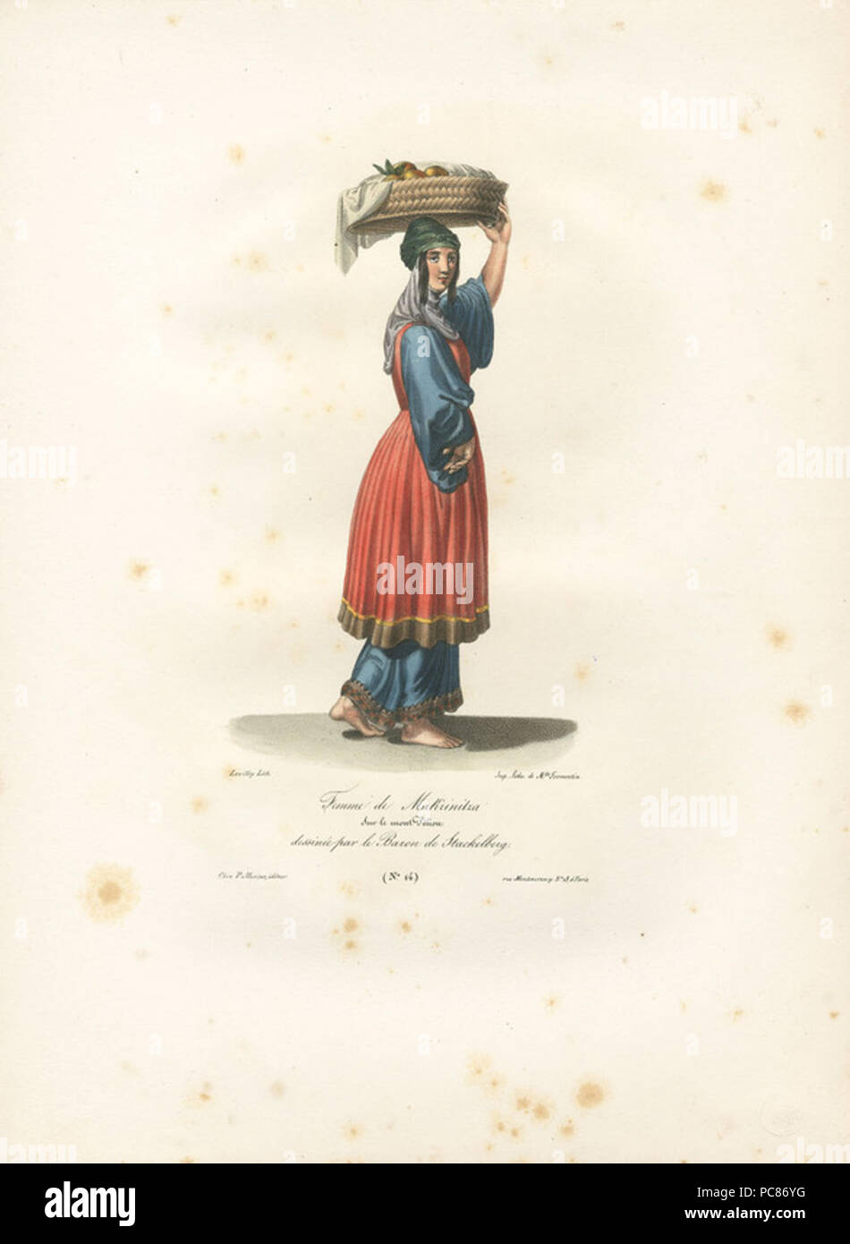 205 Femme de Makrinitza sur le mont Pélion, dessinée par le baron de Stackelberg - Otto Magnus Von Stackelberg - 1828 Banque D'Images