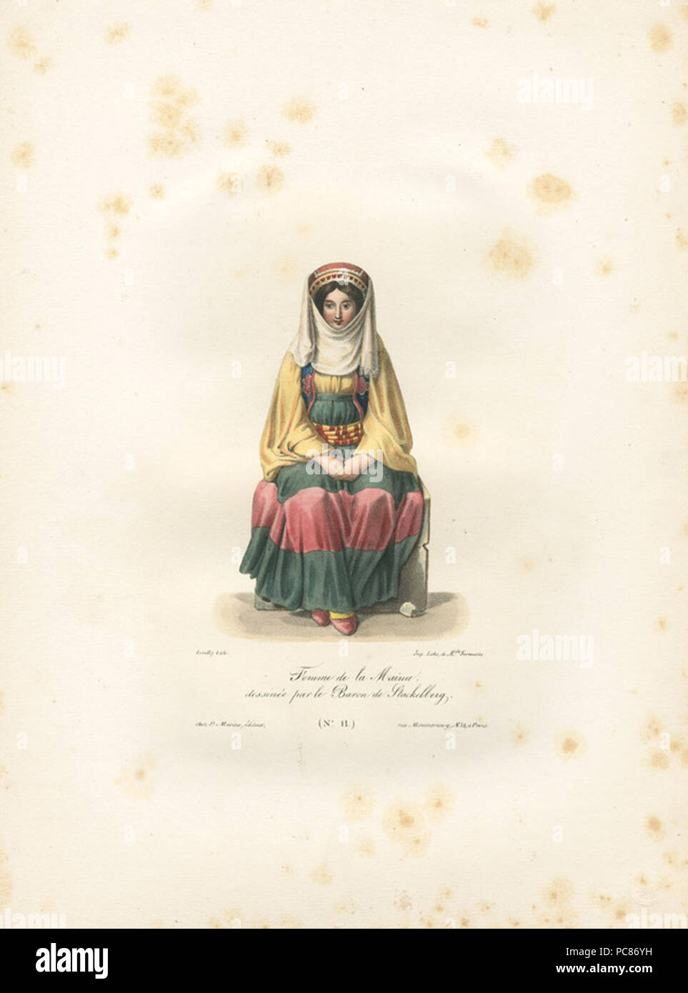 205 de la femme dessineé Maina, par le baron de Stackelberg - Otto Magnus Von Stackelberg - 1828 Banque D'Images