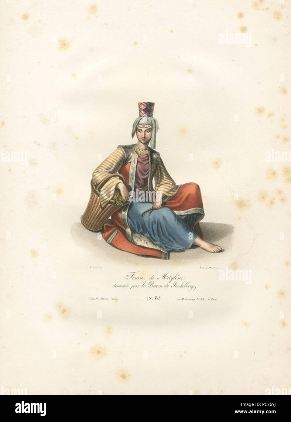 205 Femme de Mitylène, dessinée par le baron de Stackelberg - Otto Magnus Von Stackelberg - 1828 Banque D'Images