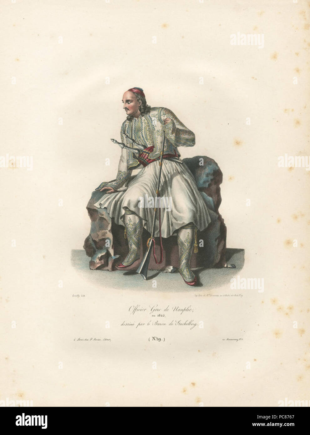 453 Officier Grec de Nauplie en 1825, dessiné par le baron de Stackelberg - Otto Magnus Von Stackelberg - 1828 Banque D'Images