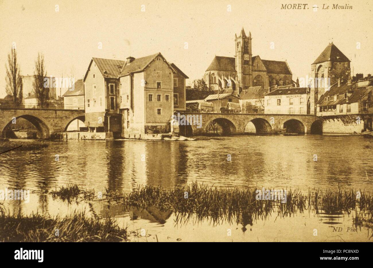 Tirage Albuminé Vintage - Moret-sur-Loing, Le Moulin Et Les Remparts - Circa 1885 - Photo Ancienne Originale