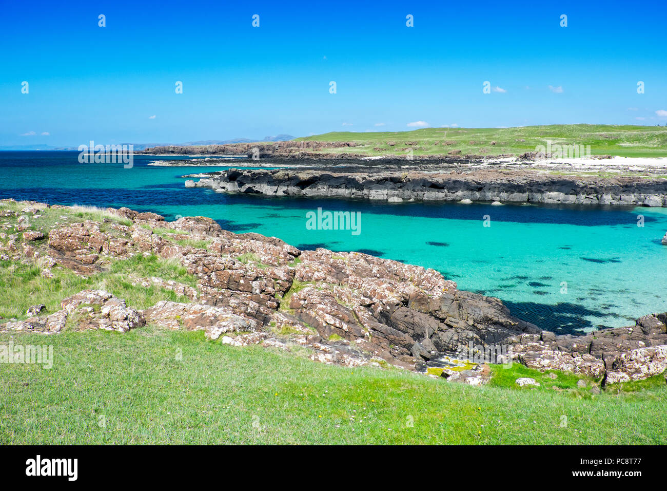 Langamull beach / Bay sur la côte nord de l'île de Mull dans les Hébrides écossaises Banque D'Images