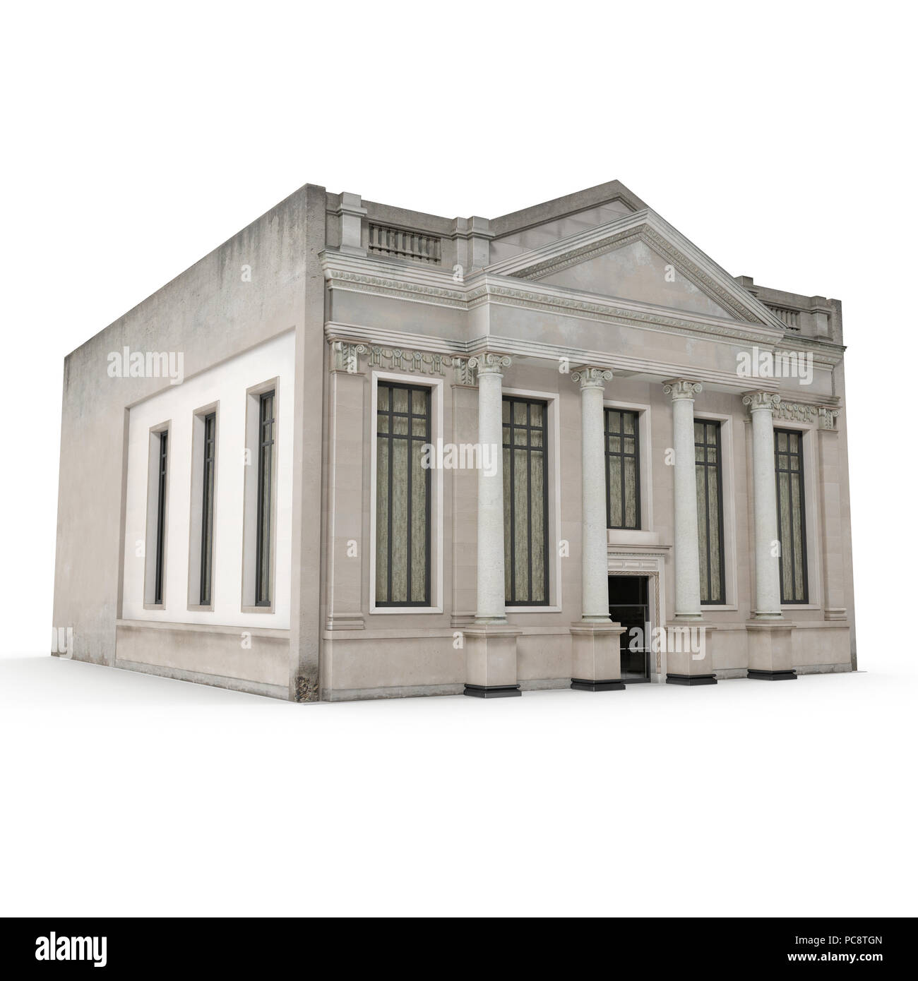 Bâtiment classique avec des colonnes sur fond blanc. 3D illustration Banque D'Images