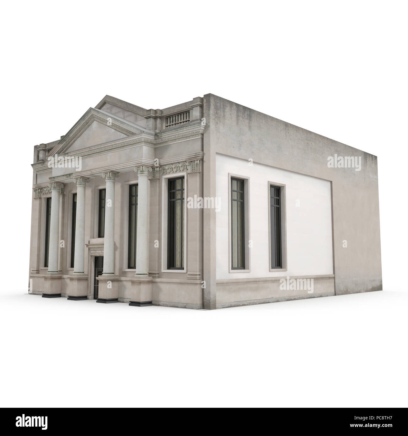 Bâtiment classique avec des colonnes sur fond blanc. 3D illustration Banque D'Images