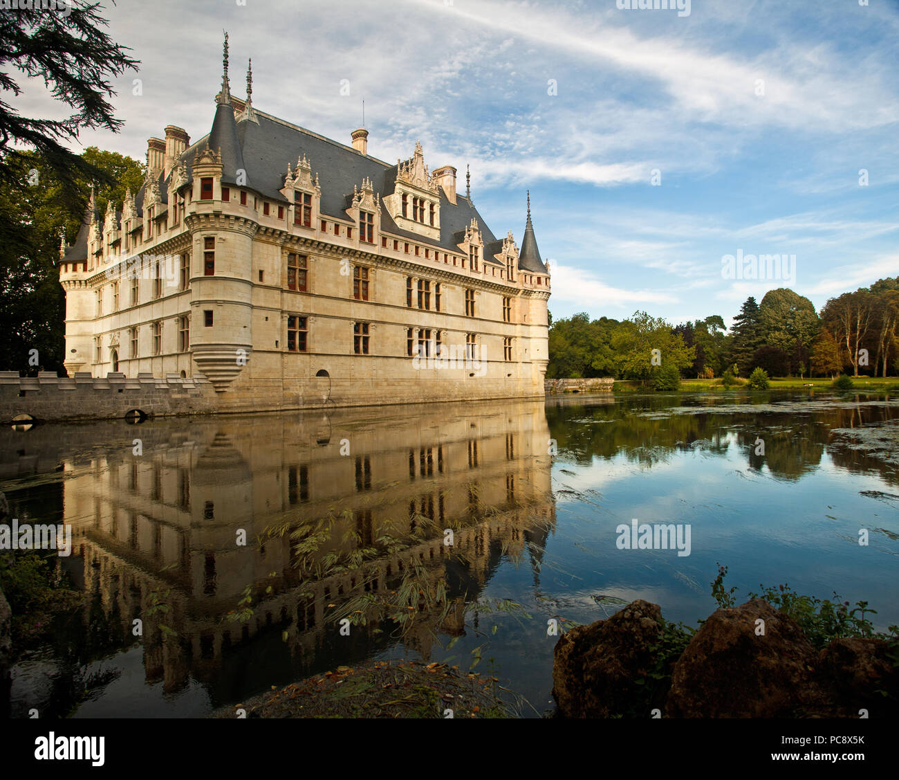 Château d'Azay-le-Rideau, vallée de la Loire, France Banque D'Images