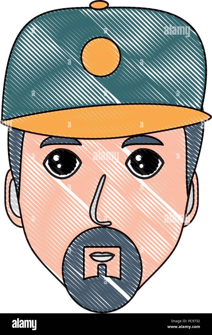 L'homme dessin animé avec barbe et portant une casquette icône sur fond  blanc, vector illustration Image Vectorielle Stock - Alamy