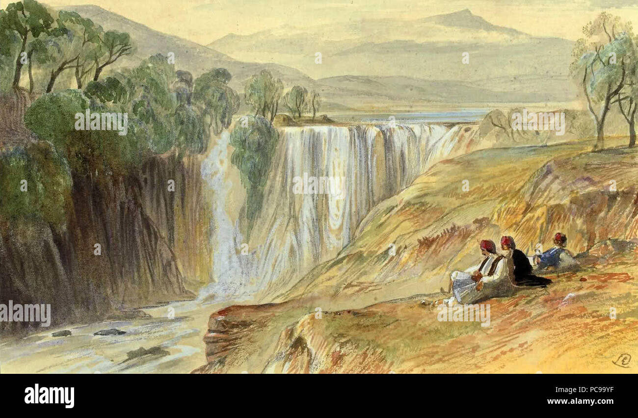 86 Les chutes de l'Albanie 1851 Kalama par Edward Lear 1812-1888 Banque D'Images