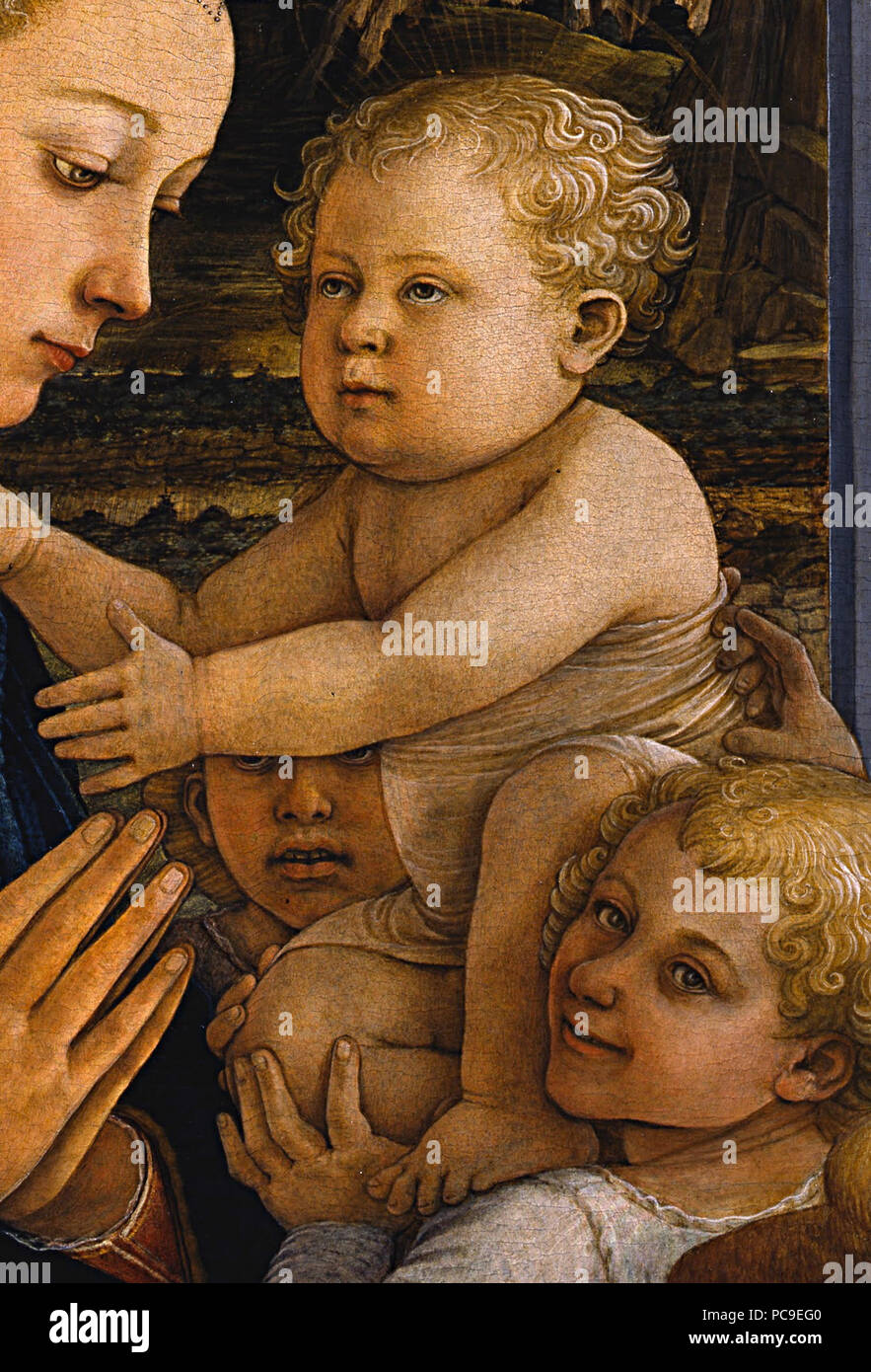 161 Détail de Filippo Lippi - Madonna col bambino e due angeli - Banque D'Images