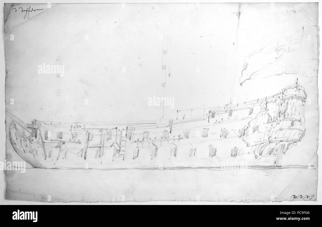 23 Dover, 48 canons, construit de quatrième rang de 1654, reconstruite en 1695, par Willem van de Velde Banque D'Images