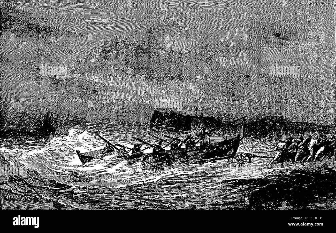 17 Canot de sauvetage allant au secours de naufragés Banque D'Images