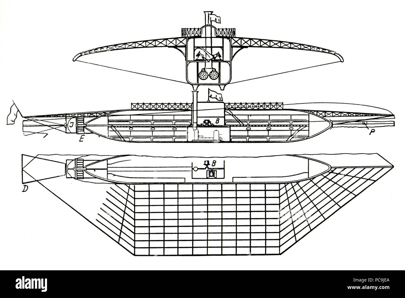 Système d'aéronautique de 85 N (projet) 1864 Teleshov Banque D'Images