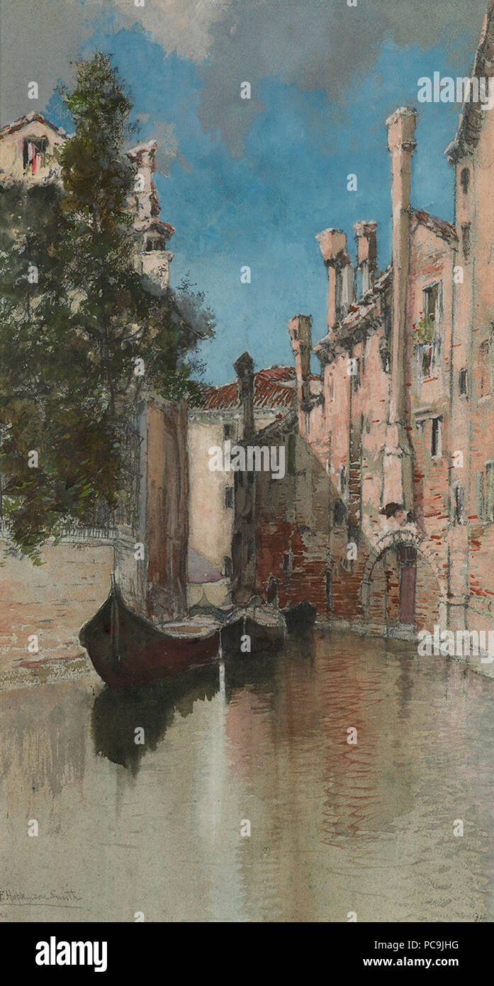 82 Canal Vénitien par Francis Hopkinson Smith, 1885, aquarelle Banque D'Images