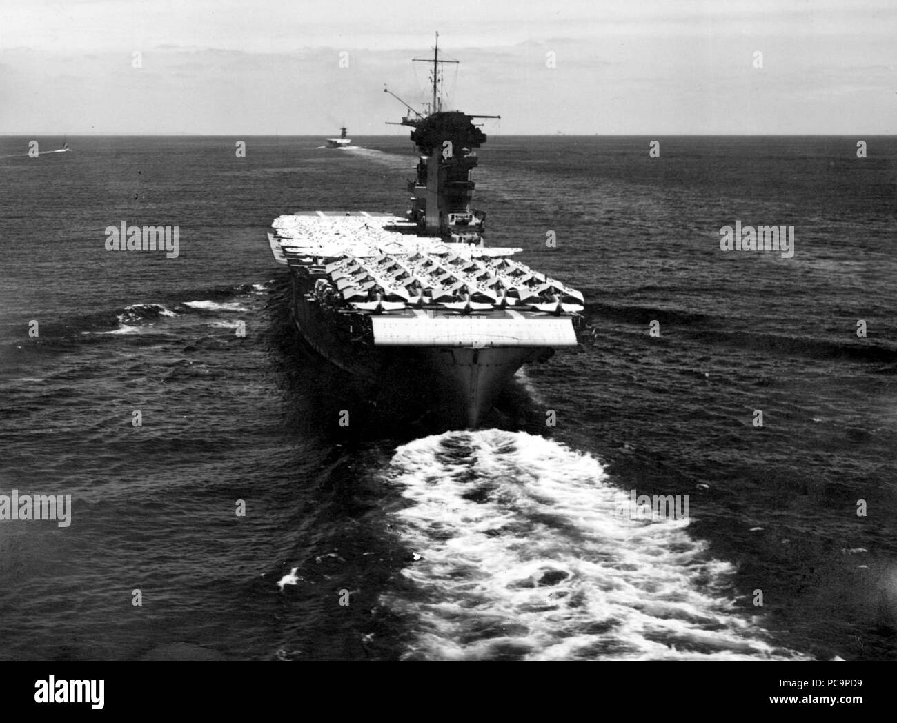 Vue arrière de l'USS Lexington (CV-2) c1939. Banque D'Images