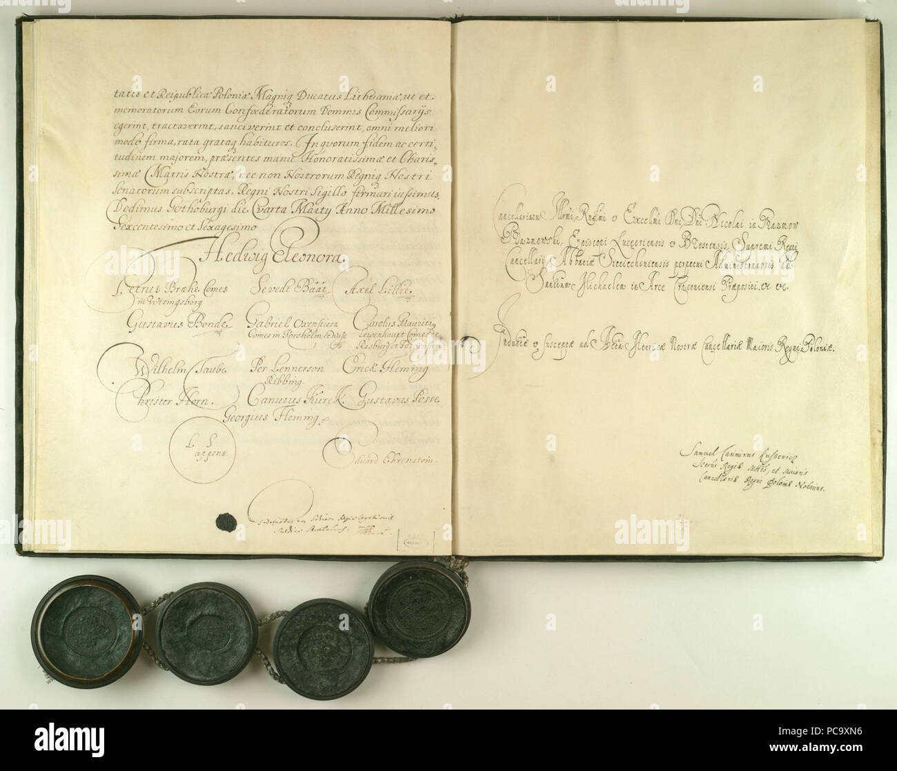 AGAD Komisarze szwedzcy Kazimierzem zawierają pokój z Janem, królem Leopoldem cesarzem polskim,,, j'Fryderykiem Wilhelmem margrabią brandenburskim, 18. Banque D'Images