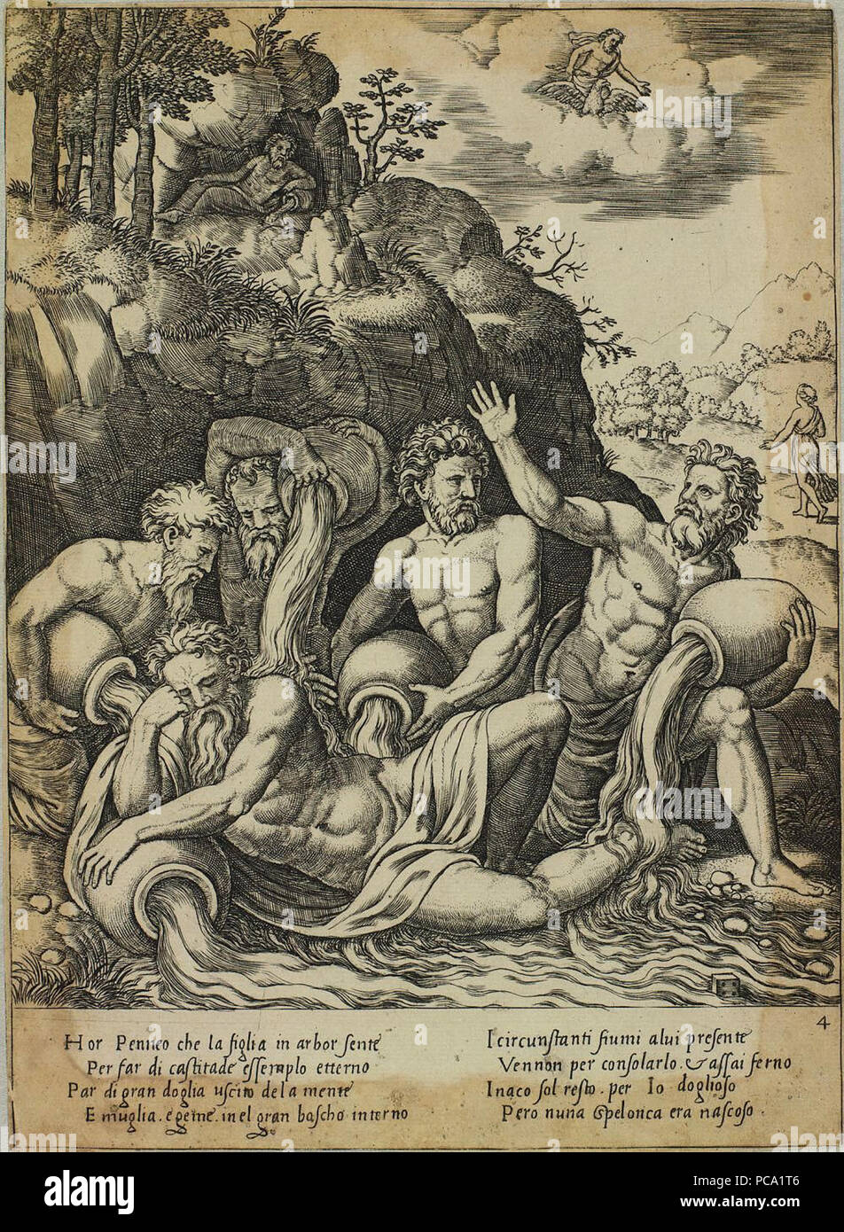 62-Mestre - Dado Deuses-rios consolam Peneu sobre a perda de sua filha Dafne Banque D'Images