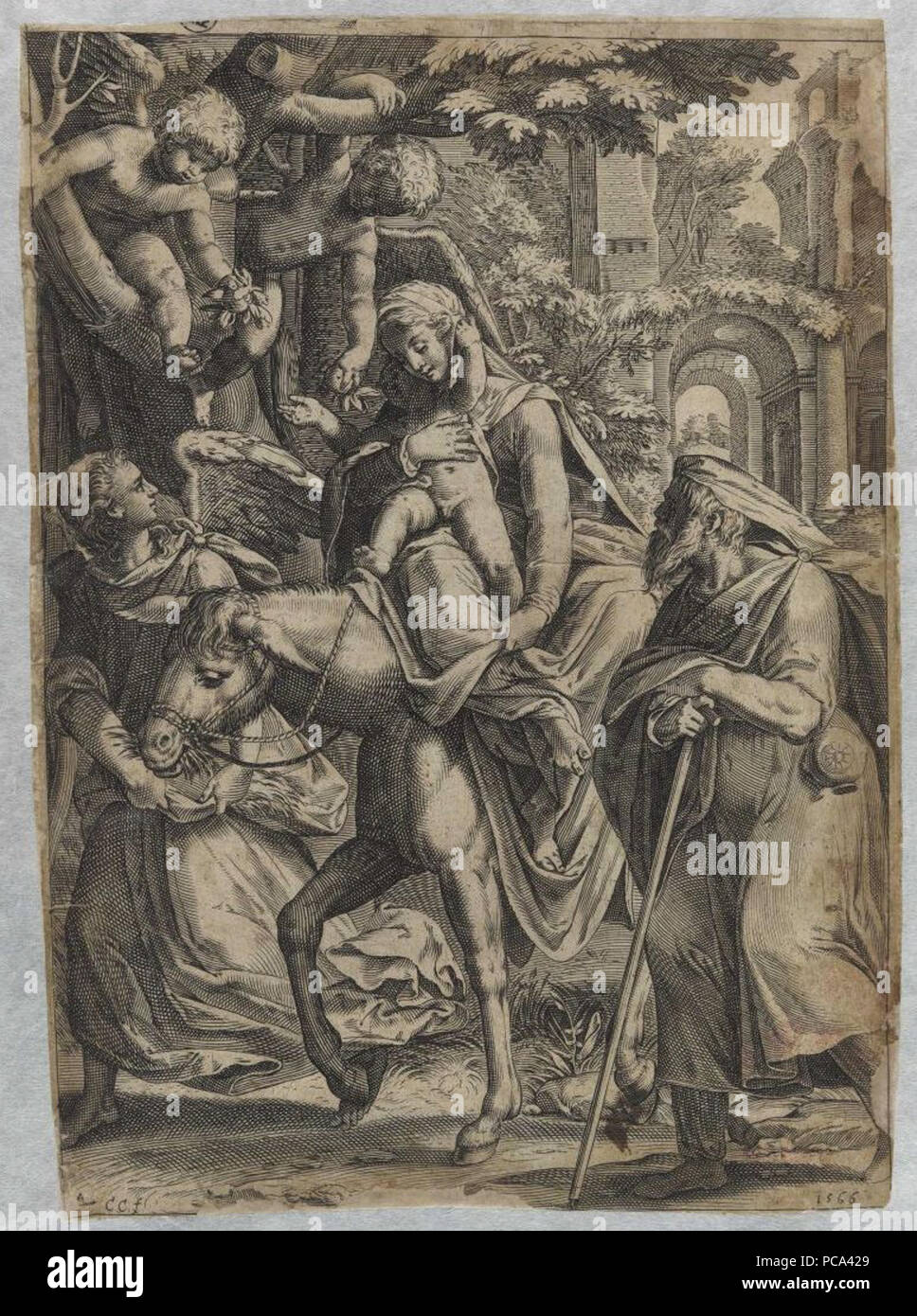 20 Cornelis Cort - UNE Fuga para o Egito Banque D'Images