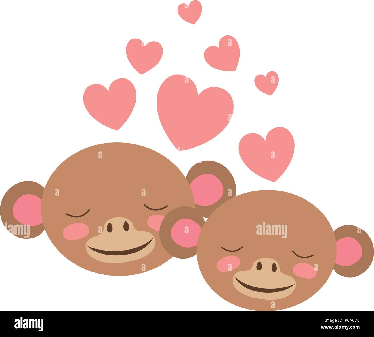 Les singes sauvages couple avec coeur Illustration de Vecteur