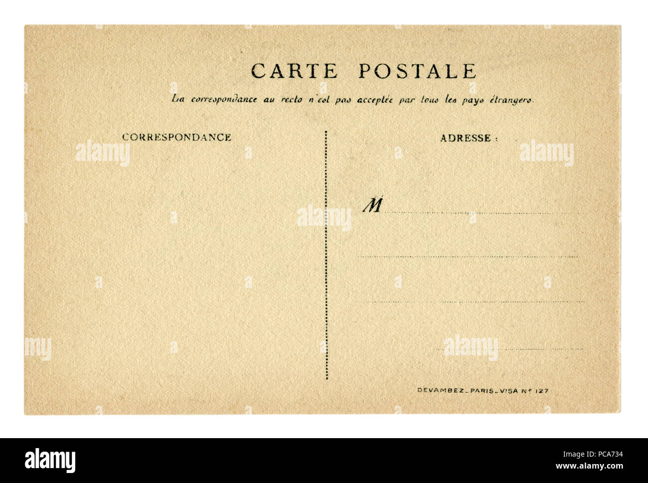 Dos De Carte Postale Francaise Historique Carte Vierge Avec La Correspondance Et Domicile Boites Sur Vieux Papier Gris Brun Avec Des Lignes 1914 18 Photo Stock Alamy