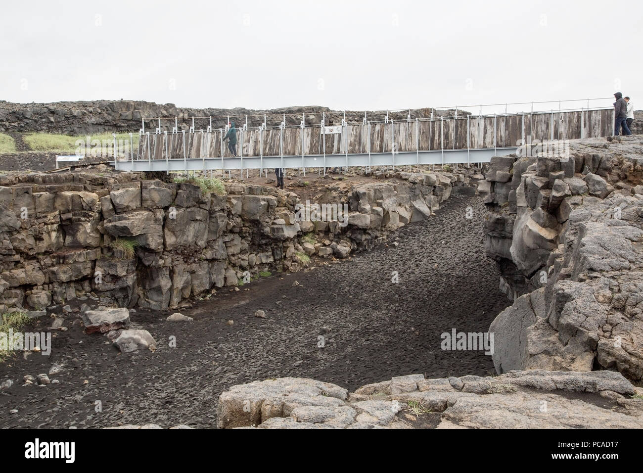 Vue de la zone de pont entre les continents en Islande Banque D'Images
