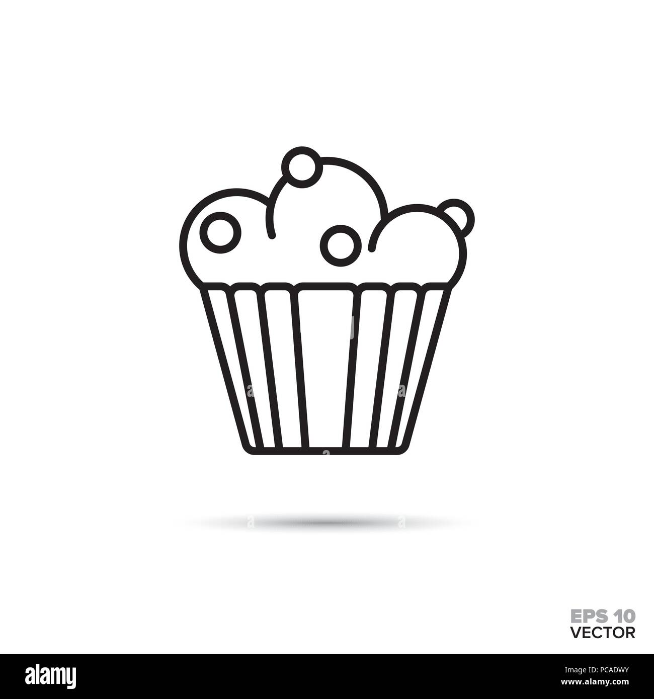 Blueberry muffin cupcake sur l'icône de la ligne du vecteur. Aliment sucré symbole. Illustration de Vecteur