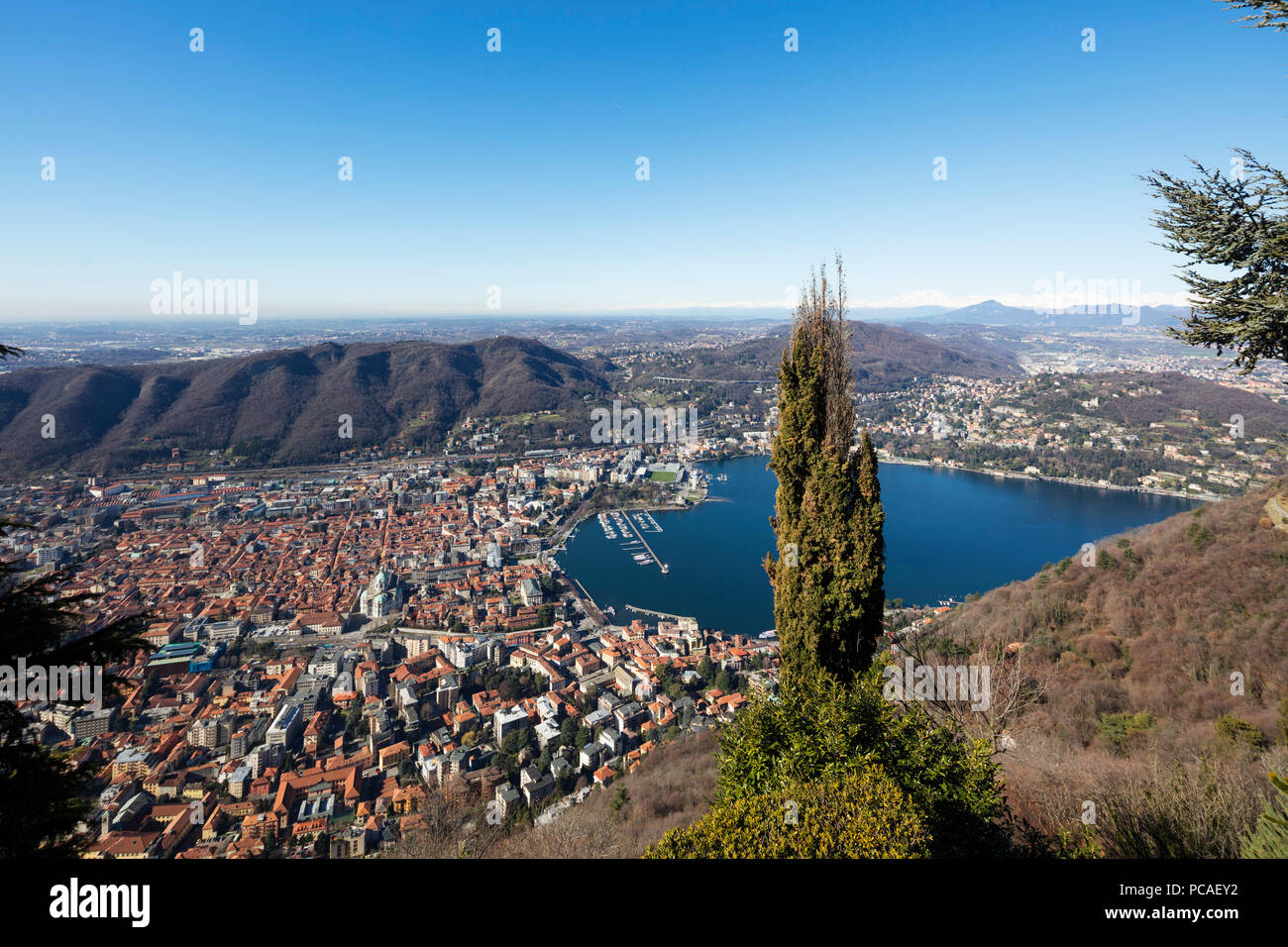 Vue sur la ville de Côme, Lac de Côme, Lombardie, lacs italiens, Italie, Europe Banque D'Images