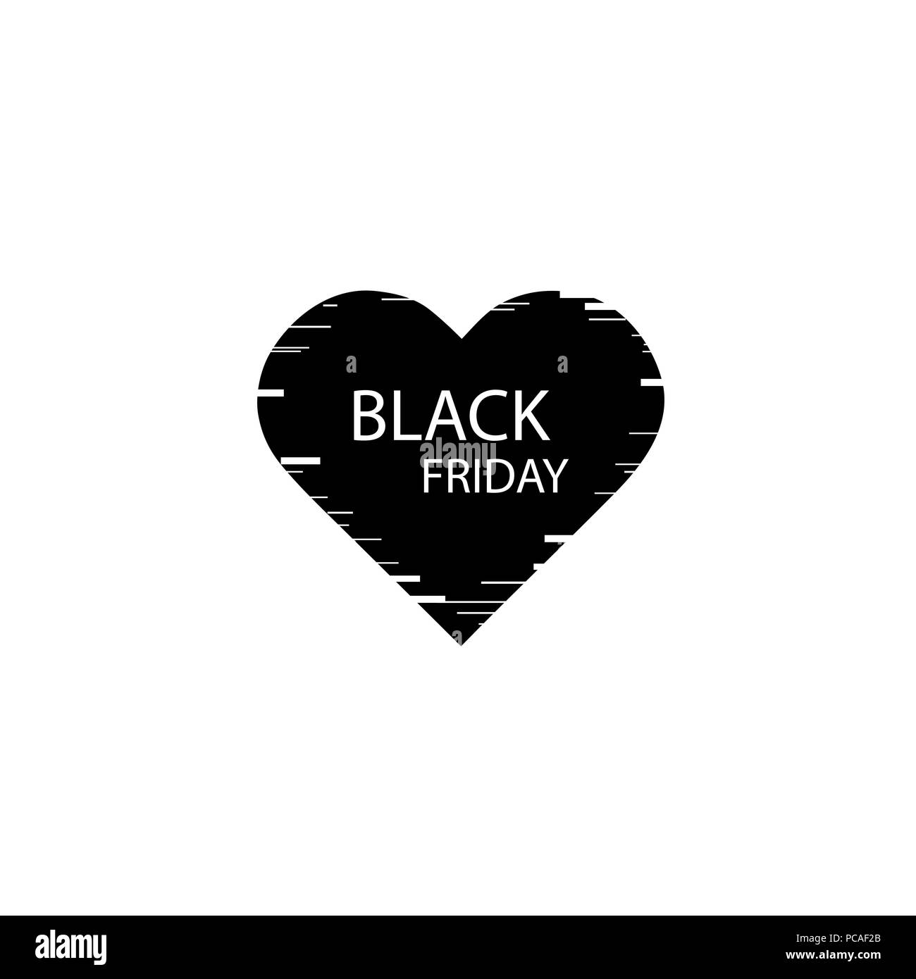 Illustration d'un art de la ligne icône de cœur isolé avec le texte vendredi noir et glitch Illustration de Vecteur