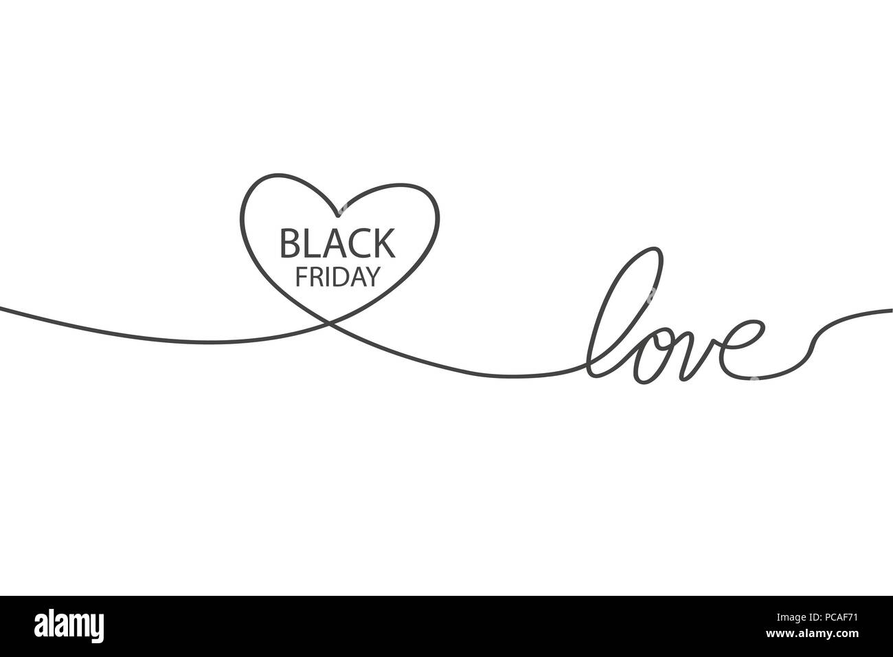 Illustration d'un art de la ligne icône de cœur isolé avec le texte vendredi noir Illustration de Vecteur