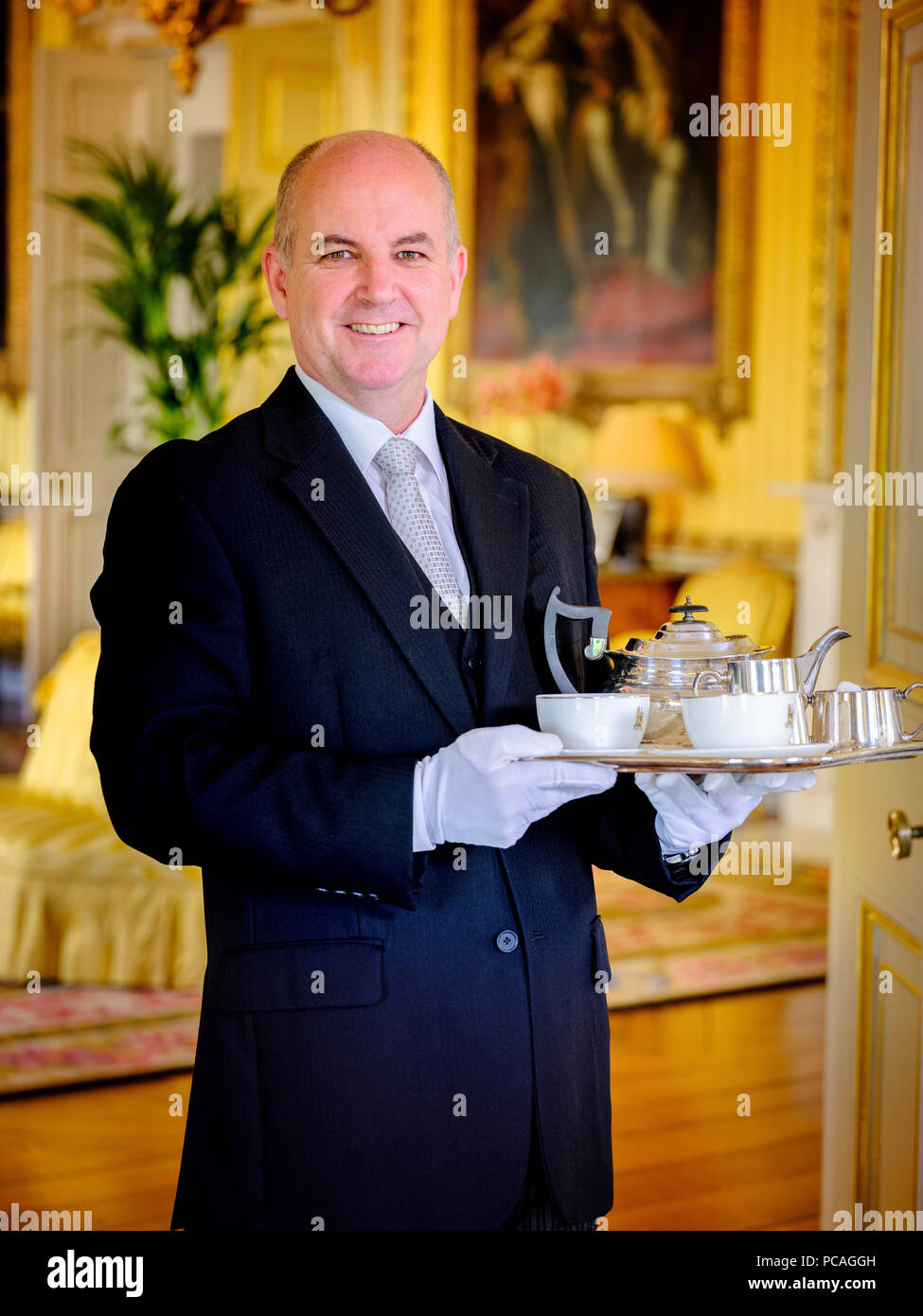 Goodwood House, West Sussex, Chef Butler David Edney. Banque D'Images