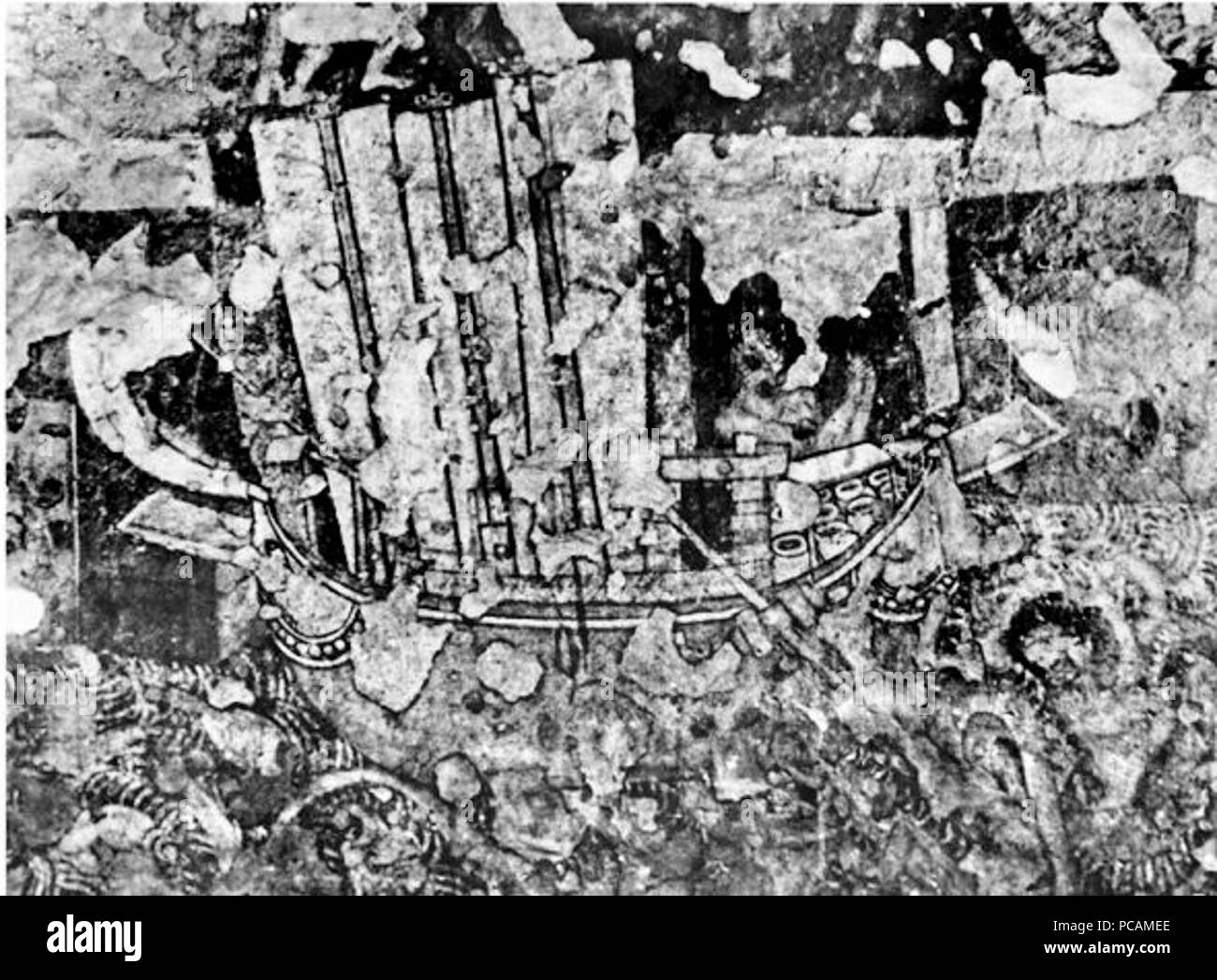 Ajanta Cave 2 navire transportant les amphores. Banque D'Images