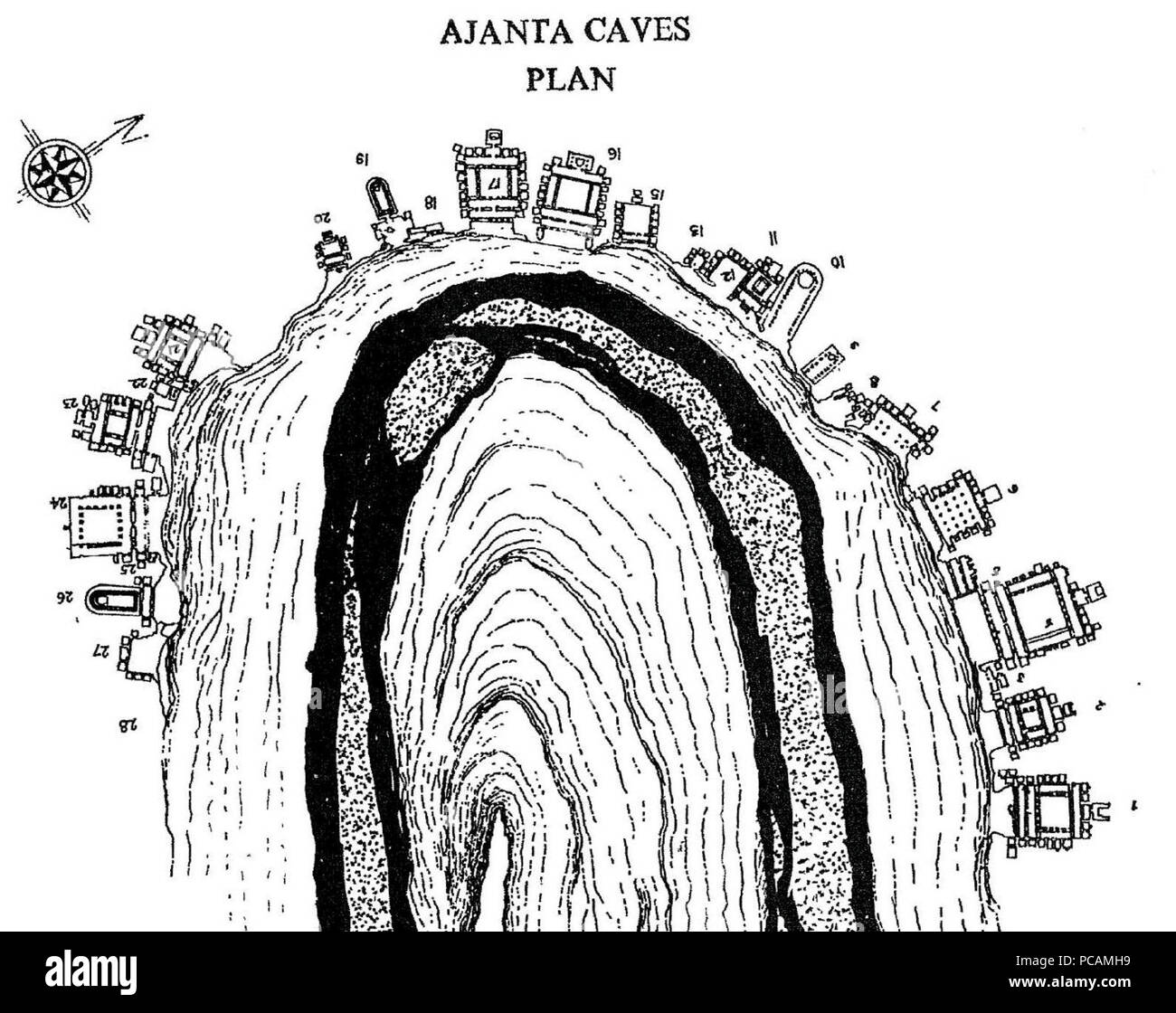 Ajanta Caves plan. Banque D'Images