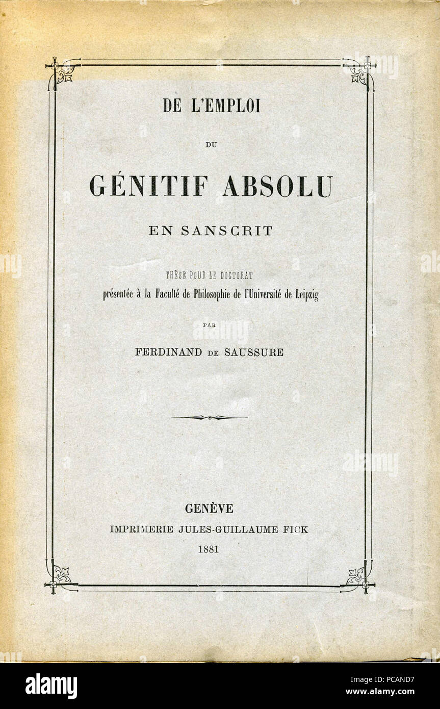 Saussure 544 - L'emploi du génitif absolu en sanscrit Banque D'Images