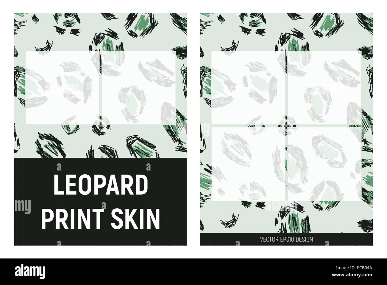 Green leopard print la peau. Dépliant publicitaire modèle. Vector illustration. Illustration de Vecteur