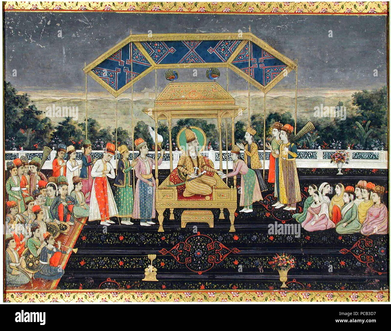 436 Nadir Shah sur le Trône du paon après sa défaite de Muhammad Shah. ca. 1850, San Diego PA Banque D'Images